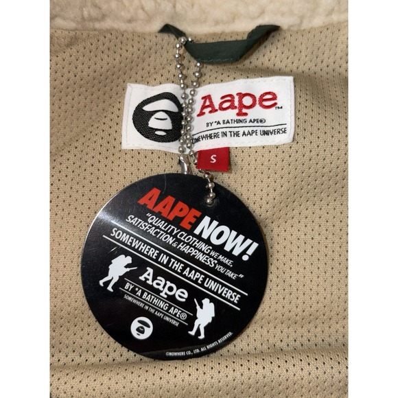 AAPE by A Bathing Ape Sherpa Fleece Vest Camo Trim Full Zip Men's Small - Picture 9 of 12